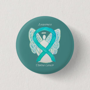 Blauwgroen bewustzijn van baarmoederhalskanker Rib Ronde Button 3,2 Cm
