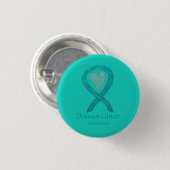 Blauwgroen bewustzijn van ovariumkanker Ribbon Hea Ronde Button 3,2 Cm (Voorkant /achterkant)