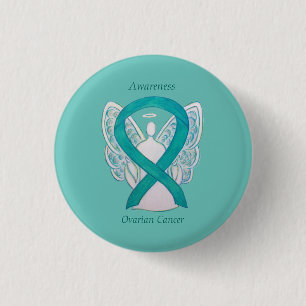 Blauwgroen bewustzijn voor ovariumkanker Ribbon An Ronde Button 3,2 Cm