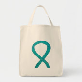 Blauwgroen Bewustzijnslint Custom Art Canvas tas (Voorkant)