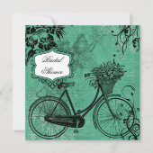 Blauwgroen Bicycle Bridal Shower Uitnodiging (Voorkant)