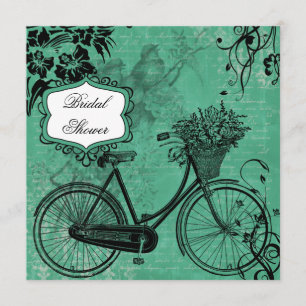 Blauwgroen Bicycle Bridal Shower Uitnodiging