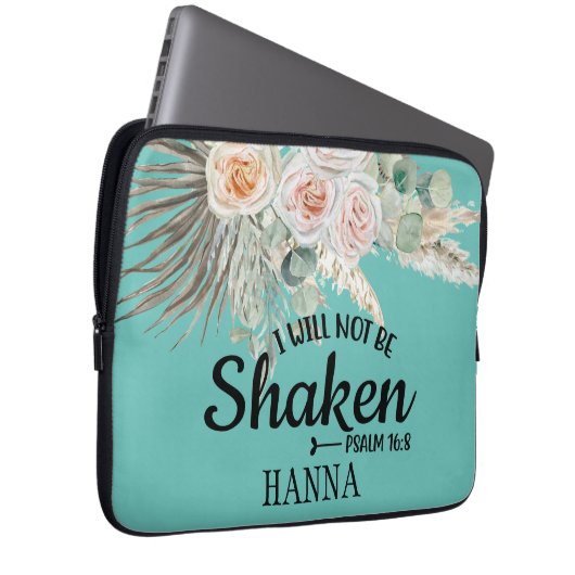 Blauwgroen Bijbelse Verse Pampas Grass Electronics Laptop Sleeve (Voorkant Rechts)