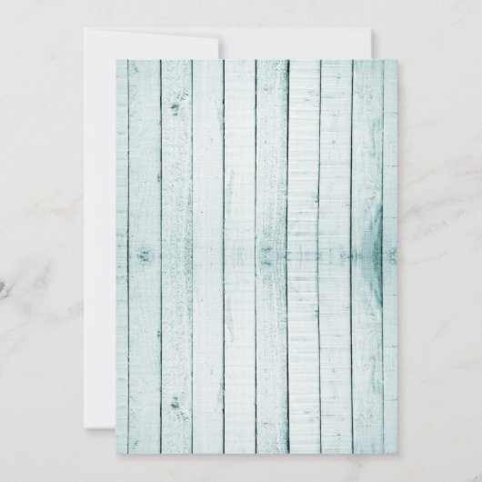 Blauwgroen bijtend monogram sparen de Datum aankon Aankondiging (Achterkant)