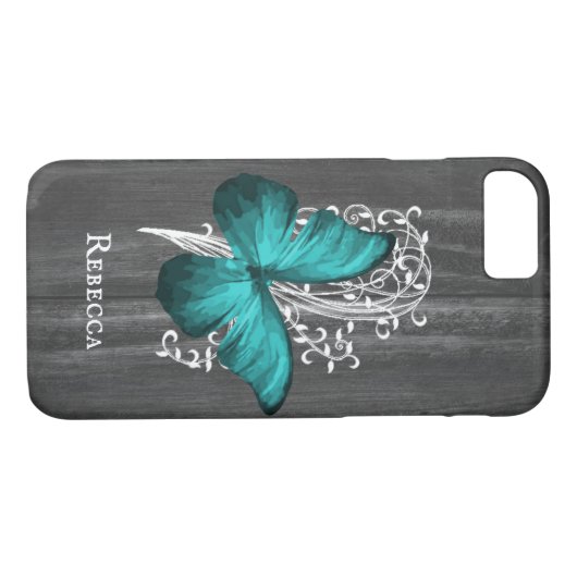 Blauwgroen bijtende Butterfly op maat Case-Mate iPhone Case (Achterkant (Horizontaal))