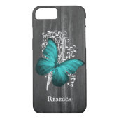 Blauwgroen bijtende Butterfly op maat Case-Mate iPhone Case (Achterkant)