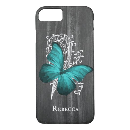 Blauwgroen bijtende Butterfly op maat Case-Mate iPhone Case (Achterkant)