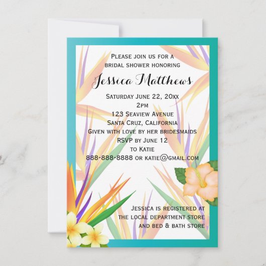 Blauwgroen Bird of Paradise Vrijgezellenfeest brui Kaart (Voorkant)