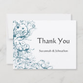 Blauwgroen Birds & Swirls Wedding RSVP Response Ka Bedankkaart (Voorkant)