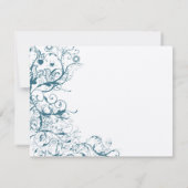 Blauwgroen Birds & Swirls Wedding RSVP Response Ka Bedankkaart (Achterkant)
