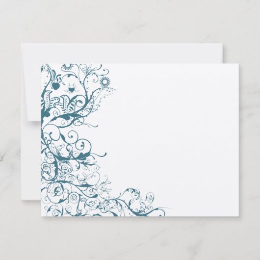 Blauwgroen Birds & Swirls Wedding RSVP Response Ka Bedankkaart (Achterkant)