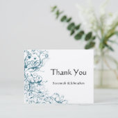 Blauwgroen Birds & Swirls Wedding RSVP Response Ka Bedankkaart (Staand voorkant)