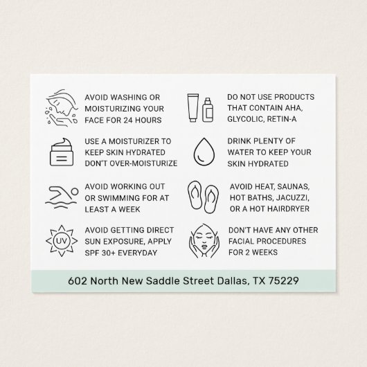 Blauwgroen blaasjesinstructies na Kaart (Achterkant)