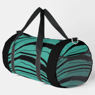 Blauwgroen + Black Animal Stripe Atletische Gym Re Plunjezak