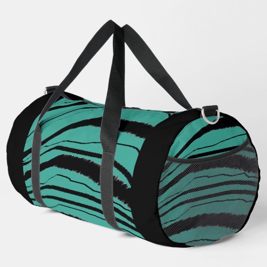 Blauwgroen + Black Animal Stripe Atletische Gym Re Plunjezak (Rechterhoek)
