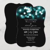 Blauwgroen Black Bokeh Glitter Lights Huwelijksuit Kaart (Voorkant / Achterkant)