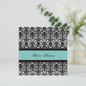 Blauwgroen Black Damask 16e Birthday Party-uitnodi Kaart (Staand voorkant)