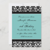 Blauwgroen Black Damask 16e Birthday Party-uitnodi Kaart (Achterkant)