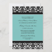 Blauwgroen Black Damask Rehearsal Dinner Party Kaart (Achterkant)