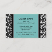 Blauwgroen Black Damask Retro Mam Calling Cards Contactkaartje (Achterkant)