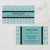 Blauwgroen Black Damask Retro Mam Calling Cards Contactkaartje (Voorkant / Achterkant)