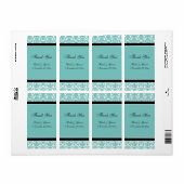 Blauwgroen Black Damask Wedding Labels (Full Sheet)