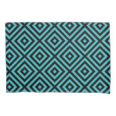 Blauwgroen Black Diamond Pattern Kussensloop (Voorkant-Links)