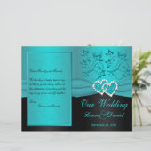 Blauwgroen, Black Floral Joined Hearts Wedding Pro (Staand voorkant)