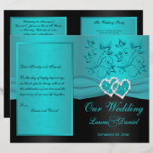 Blauwgroen, Black Floral Joined Hearts Wedding Pro (Voorkant / Achterkant)