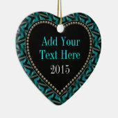 Blauwgroen Black Heart-vormgeving Keramisch Ornament (Rechts)