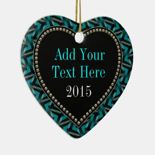 Blauwgroen Black Heart-vormgeving Keramisch Ornament (Rechts)