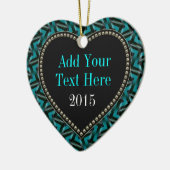 Blauwgroen Black Heart-vormgeving Keramisch Ornament (Links)