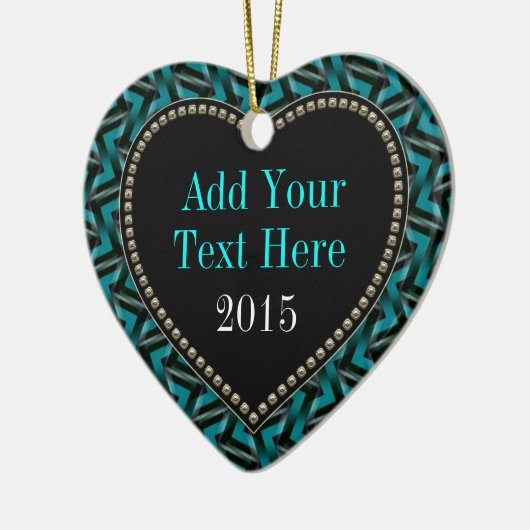 Blauwgroen Black Heart-vormgeving Keramisch Ornament (Links)