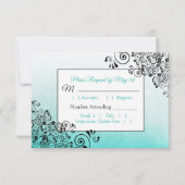 Blauwgroen Black Scratch Texture Wedding RSVP-kaar RSVP Kaartje (Voorkant)