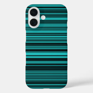 Blauwgroen Black Stripes iPhone 16 Hoesje