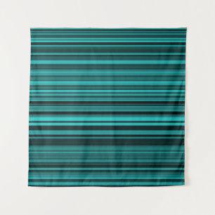 Blauwgroen Black Stripes Poster Wandkleed