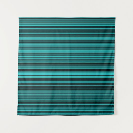 Blauwgroen Black Stripes Poster Wandkleed (Voorkant)