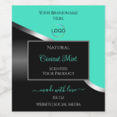 Blauwgroen Black Wavy Silver met Logo-productetike Wijn Etiket (Enkel label)