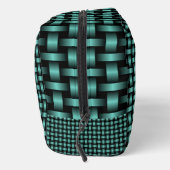 Blauwgroen Black Weave Pattern Toilettas Toilettasje (Rechts)