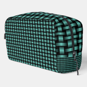Blauwgroen Black Weave Pattern Toilettas Toilettasje