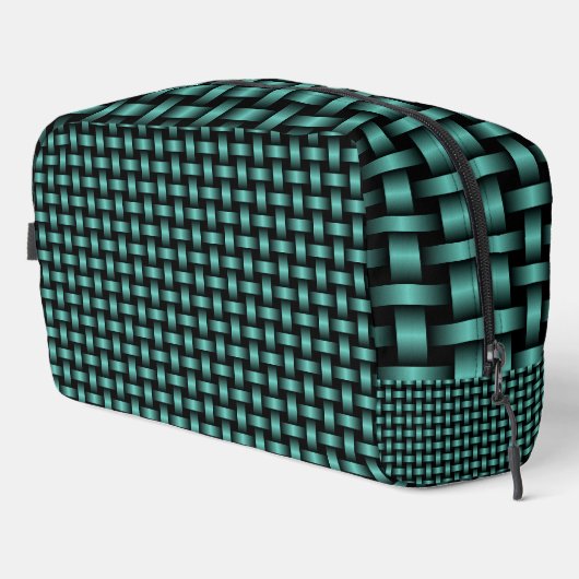 Blauwgroen Black Weave Pattern Toilettas Toilettasje (Rechterhoek)