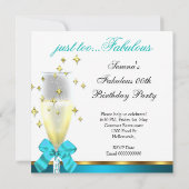 Blauwgroen Black White Gold Fabulous Birthday Part Kaart (Achterkant)