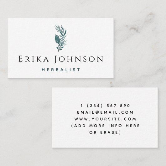 Blauwgroen Bladderig Plant Kruidengeneeskunde Cons Visitekaartje (Voorkant / Achterkant)