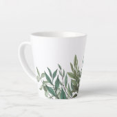 Blauwgroen bladeren hedendaagse botanische latte M Latte Mok (Linkerhoek)