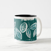 Blauwgroen bladeren tweetonige Mok (Voorkant rechts)
