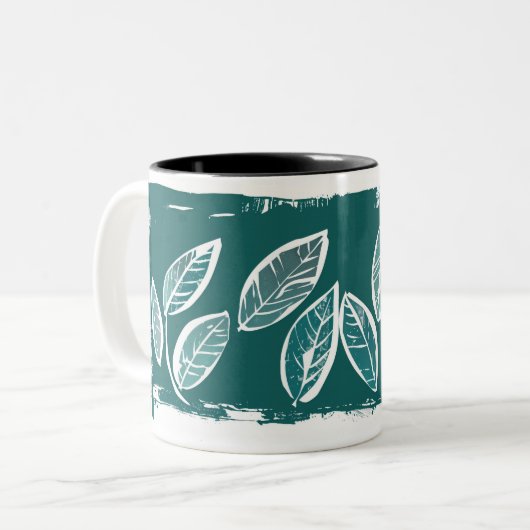 Blauwgroen bladeren tweetonige Mok (Voorkant links)