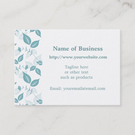 Blauwgroen bladeren visitekaartje (Voorkant)