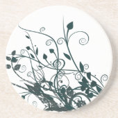 Blauwgroen bladwervels zandsteen onderzetter (Voorkant)