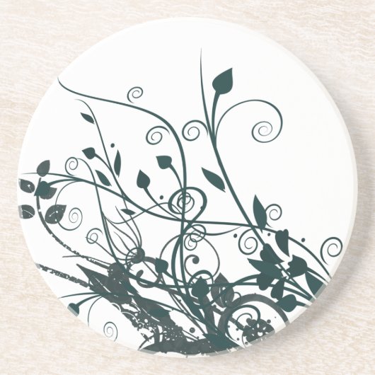 Blauwgroen bladwervels zandsteen onderzetter (Voorkant)