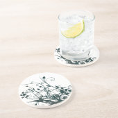 Blauwgroen bladwervels zandsteen onderzetter (Zijkant)